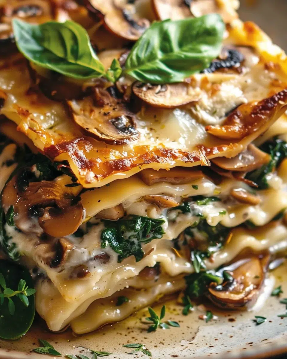Mushroom and Spinach Lasagna.